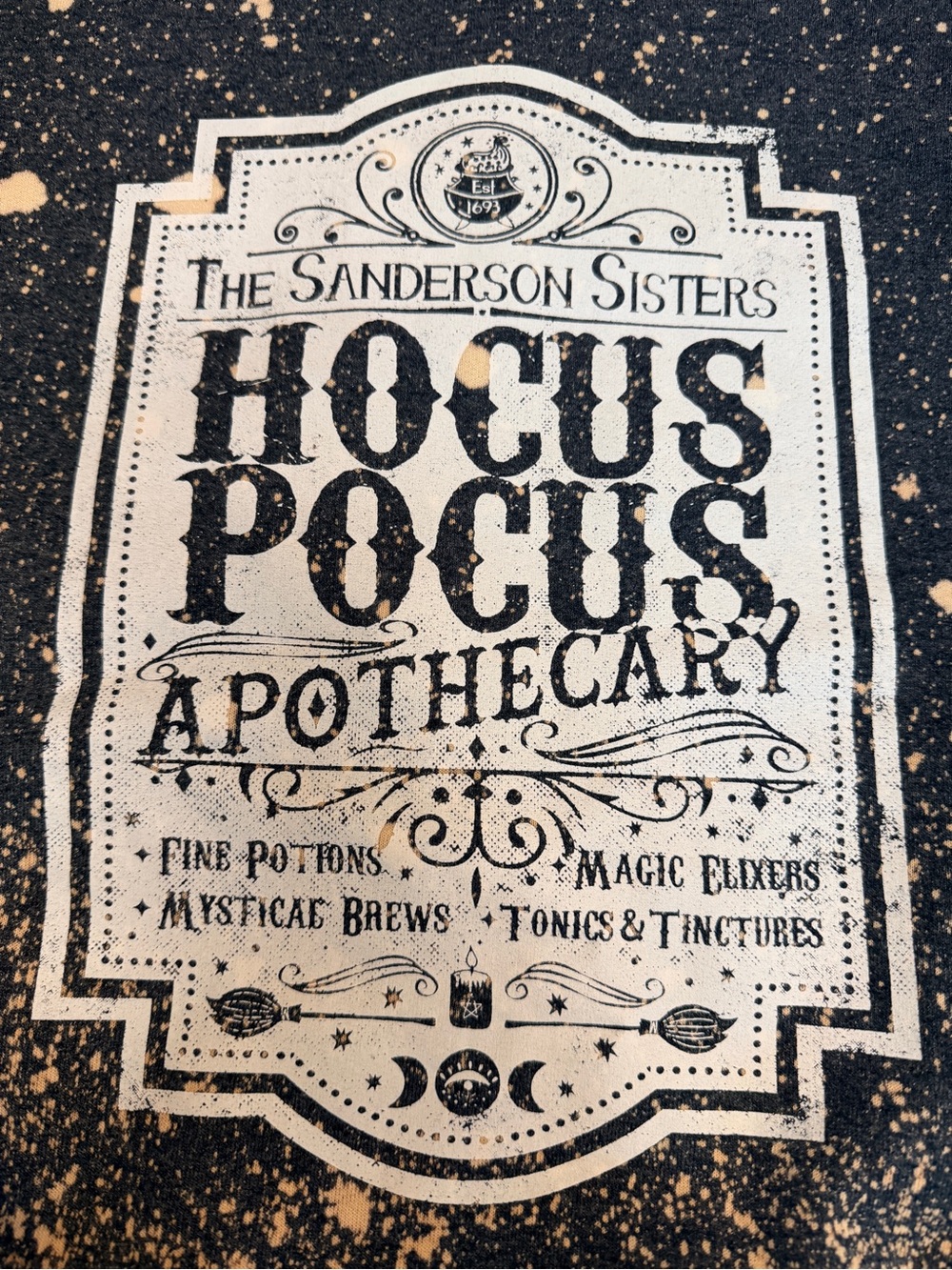 Hocus Pocus Bleached Sweatshirt Sanderson Sisters Hocus Pocus Size 3XL Black Whi